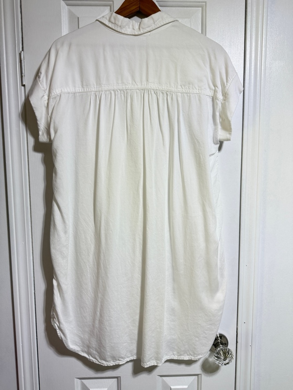 Anthropologie Cloth & Stone Short Sleeve White Button Down Shirt Dress medium - Picture 3 of 4